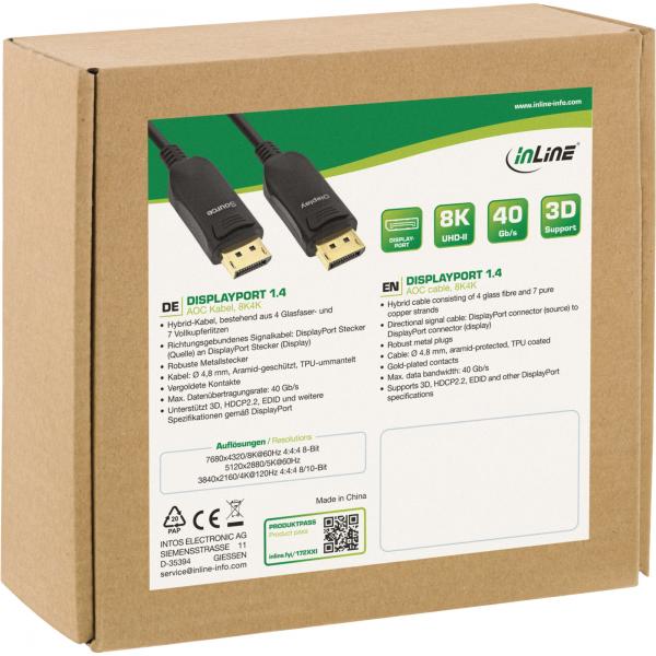 InLine Cavo DisplayPort 1.4 AOC, 8K4K, nero, 10m