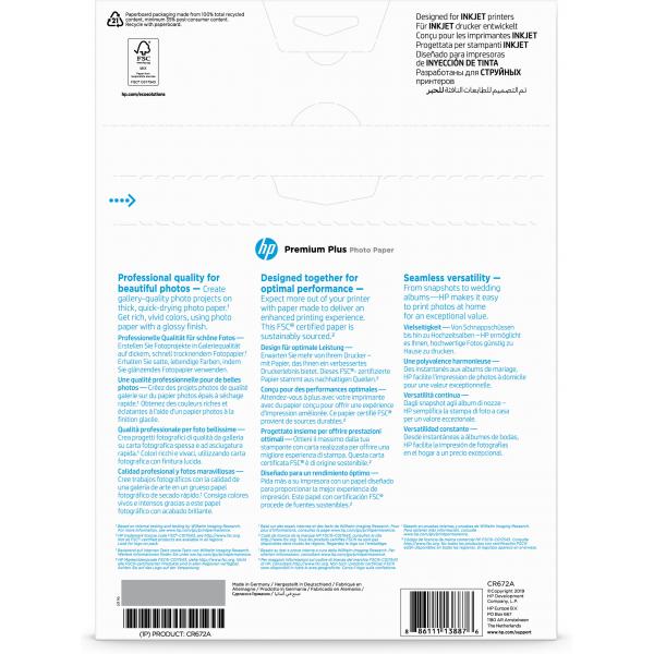 HP Confezione da 20 fogli carta fotografica Premium Plus, lucida A4/210 x 297 mm