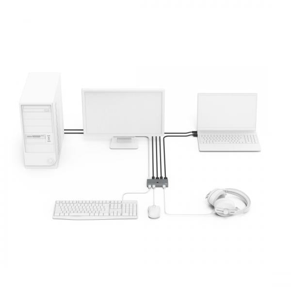 Hama 00200135 switch per keyboard-video-mouse (kvm) Metallico