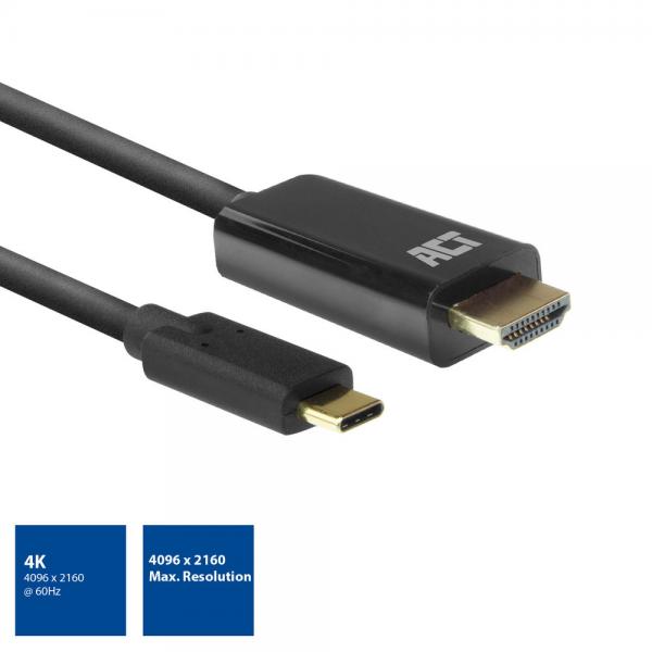 ACT AC7315 cavo e adattatore video 2 m USB tipo-C HDMI tipo A (Standard) Nero