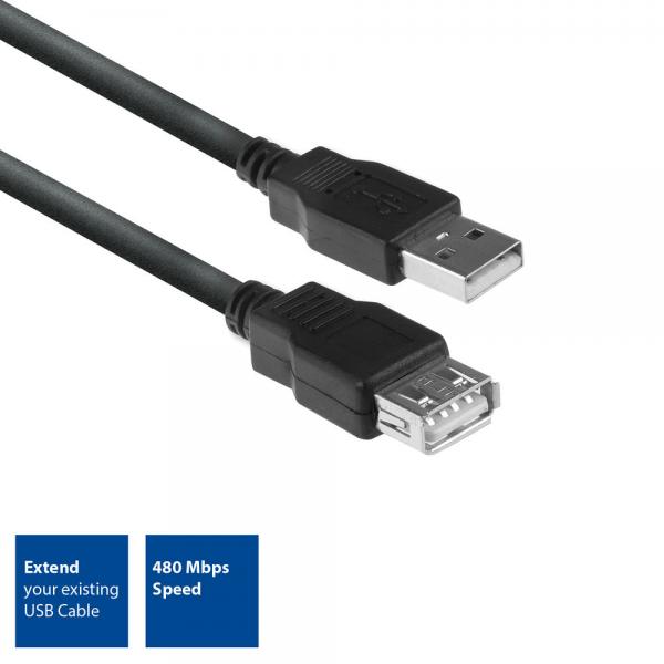 ACT AC3040 cavo USB 1,8 m USB 2.0 USB A Nero