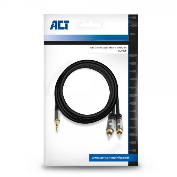 ACT AC3605 cavo audio 1,5 m 2 x RCA 3.5mm Nero