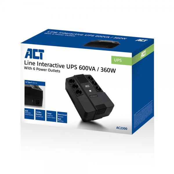 ACT AC2300 gruppo di continuità (UPS) A linea interattiva 0,6 kVA 360 W
