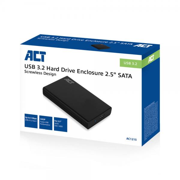 ACT AC1215 contenitore di unità di archiviazione Box esterno HDD/SSD Nero 2.5"