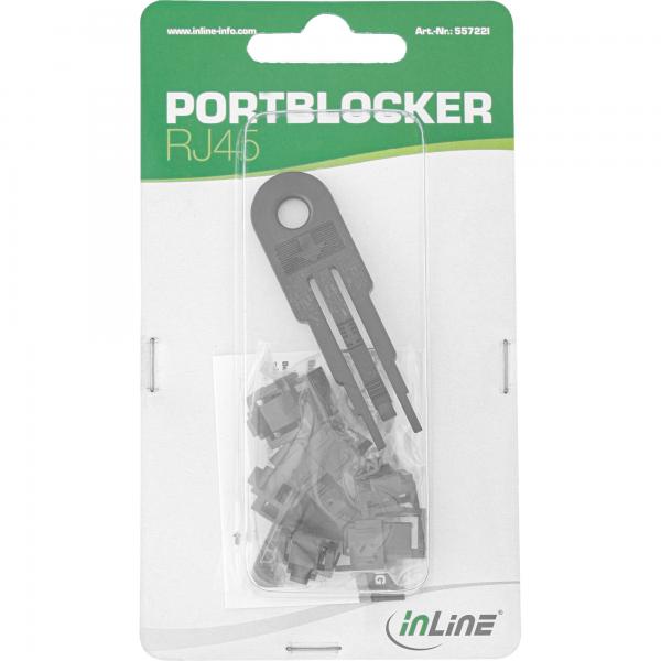 InLine RJ45 port blocker, set iniziale con 10 blocchi e chiave, nero