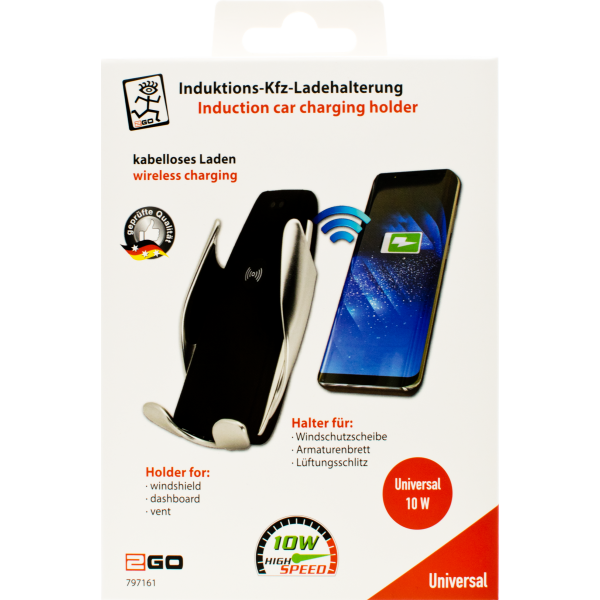 2GO 797161 Caricabatterie per dispositivi mobili Smartphone Nero, Argento Carica wireless Auto