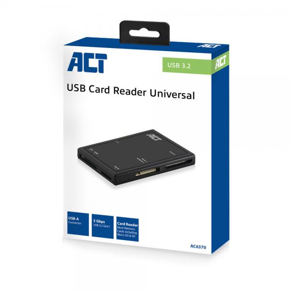 ACT AC6370 lettore di schede USB 3.2 Gen 1 (3.1 Gen 1) Type-A Nero
