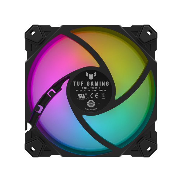 ASUS TUF Gaming TF120 ARGB Fan Case per computer Raffreddatore d'aria 12 cm Nero (Asus TUF Gaming TF120 ARGB 12cm PWM Case Fan, Fluid Dynamic Bearing, Double-layer LED Array, Up to 1900 RPM)