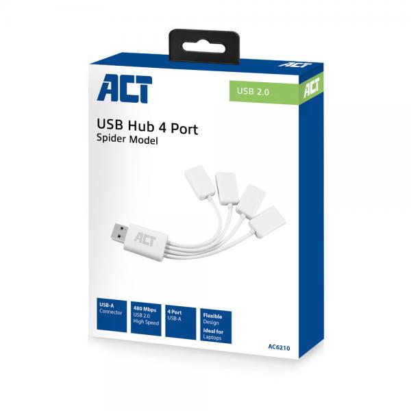 ACT AC6210 hub di interfaccia USB 3.2 Gen 1 (3.1 Gen 1) Type-A 480 Mbit/s Bianco