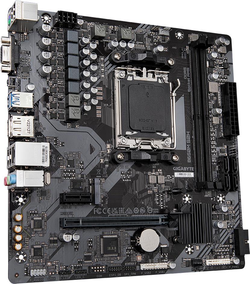 Gigabyte B650M S2H - 1,0 - Motherboard - micro ATX - Socket AM5 - AMD B650 Chipsatz - USB 3,2 Gen 1 - Gigabit LAN - Onboard-Grafik (CPU erforderlich) - HD Audio (8-Kanal) (B650M S2H)