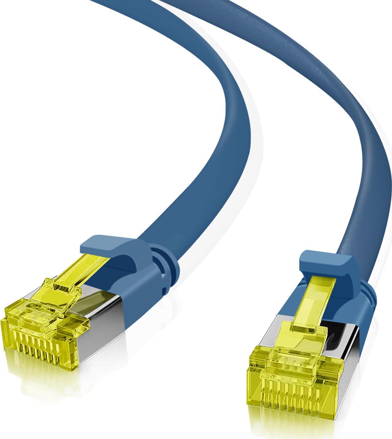 Helos - Patch-Kabel - RJ-45 (M) zu RJ-45 (M) - 30 cm - U/FTP - CAT 6a - flach - Blau