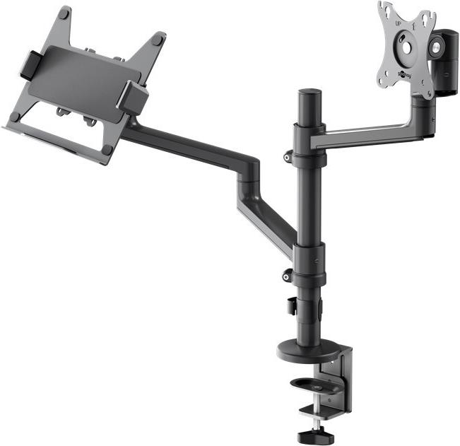 Goobay Deluxe Monitorhalterung mit Laptop-Arm, schwarz (74417)