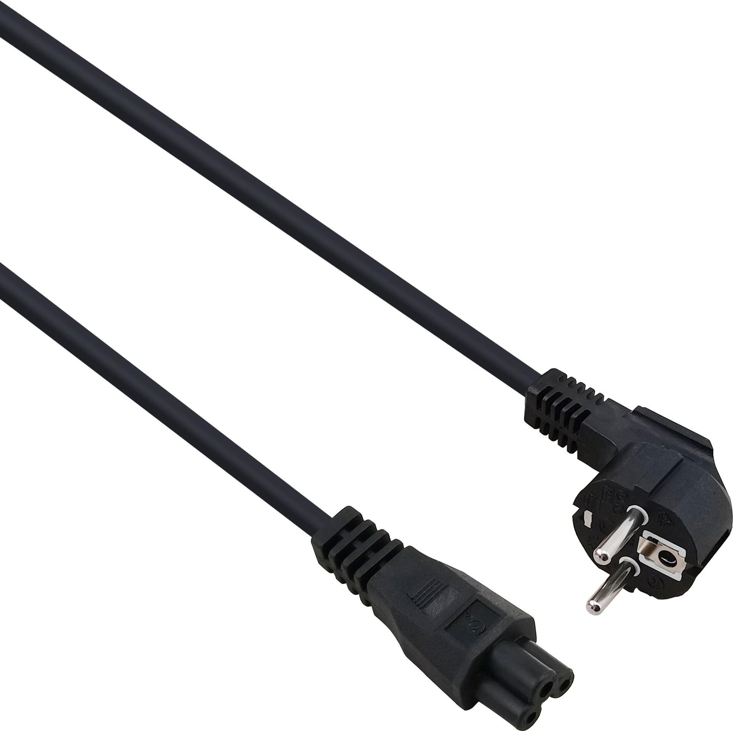 Helos - Stromkabel - CEE 7/7 gewinkelt zu IEC 60320 C5 gerade - 250 V - 10 A - 3 m - Schwarz