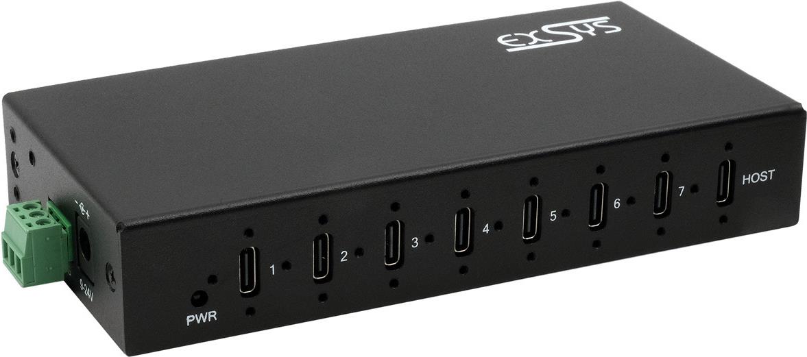 EXSYS GmbH 7-Port USB 3.2 Gen 2x1 Metall HUB, 7x USB-C, 57W (EX-12277HMS)