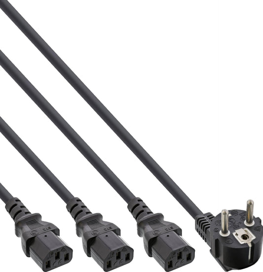 InLine 20er B-Pack Netz-Y-Kabel 1x Schutzkontakt 3x Kaltgeraete - Kabel - Strom/Netzteil (B-16657G)