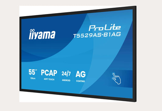 iiyama ProLite T5529AS-B1AG - 140 cm (55") Diagonalklasse (139 cm (54.6") sichtbar) LCD-Display mit LED-Hintergrundbeleuchtung - Digital Signage - mit Touchscreen (Multi-Touch) - 4K UHD (2160p) 3840