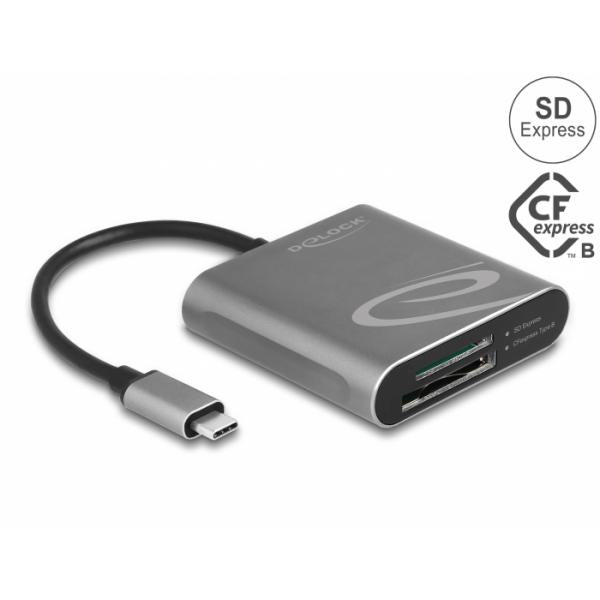 DeLOCK 91000 lettore di schede USB 3.2 Gen 2 (3.1 Gen 2) Type-C Grigio