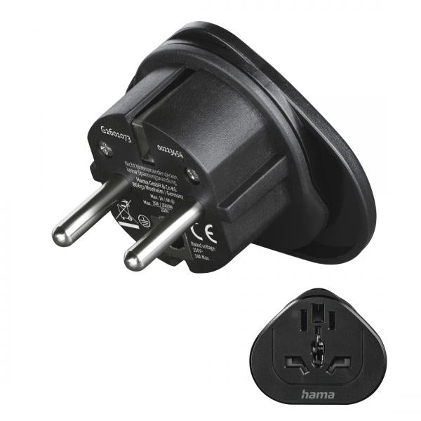 Hama 00223454 adattatore per presa di corrente Universale Nero