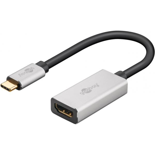 Goobay 60194 cavo e adattatore video 0,15 m USB tipo-C HDMI Nero, Argento