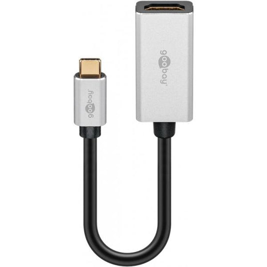 Goobay 60194 cavo e adattatore video 0,15 m USB tipo-C HDMI Nero, Argento