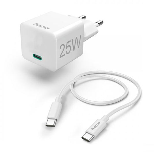 Hama Schnellladegert mit Ladekabel USB-C, Mini-Ladegert, PD, 25W, 1,5 m, Wei - Schnellladegert-