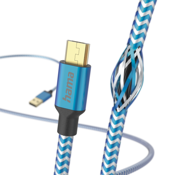 Hama Reflective cavo USB 1,5 m USB 2.0 USB A Micro-USB B Blu