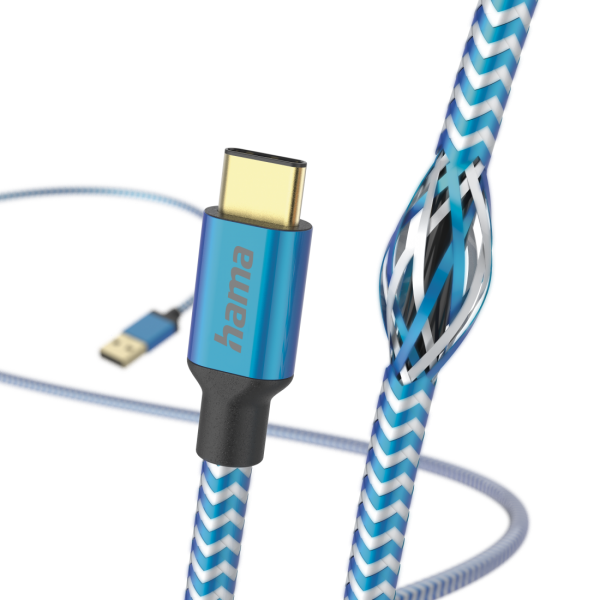 Hama Reflective cavo USB 1,5 m USB 2.0 USB A USB C Blu