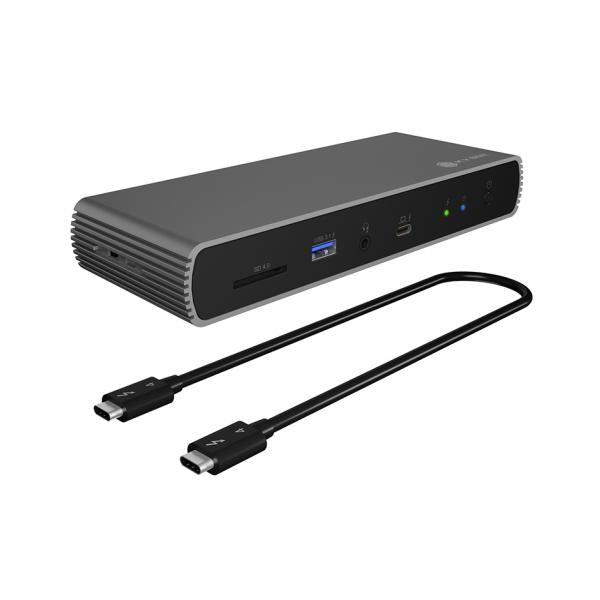 ICY BOX IB-DK8801-TB4 replicatore di porte e docking station per notebook Cablato Thunderbolt 4 Antracite, Nero