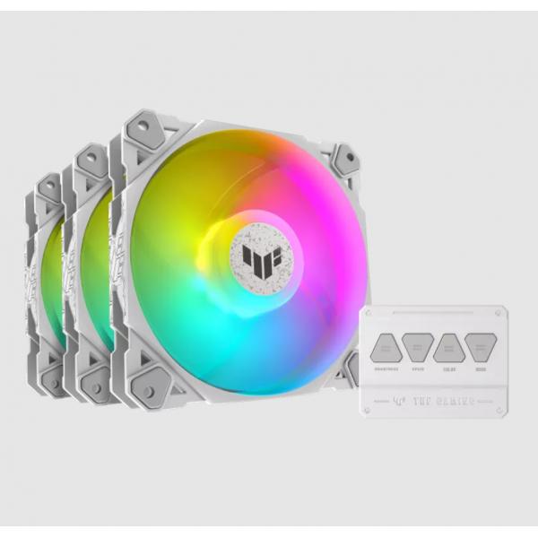 ASUS TUF GAMING TF120 ARGB WHITE EDITION 3IN1 Case per computer Raffreddatore d'aria 12 cm Bianco 3 pz (Asus TUF Gaming TF120 ARGB 12cm PWM Case Fans [3 Pack], Fluid Dynamic Bearing, Double-layer LED