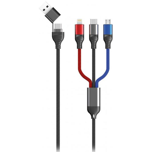 2GO 797361 cavo USB 1,2 m USB A/USB C USB C/Micro-USB B/Lightning Nero, Blu, Grigio, Rosso