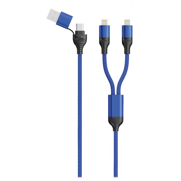2GO 797364 cavo USB 1,2 m USB A/USB C 2 x Lightning Nero, Blu