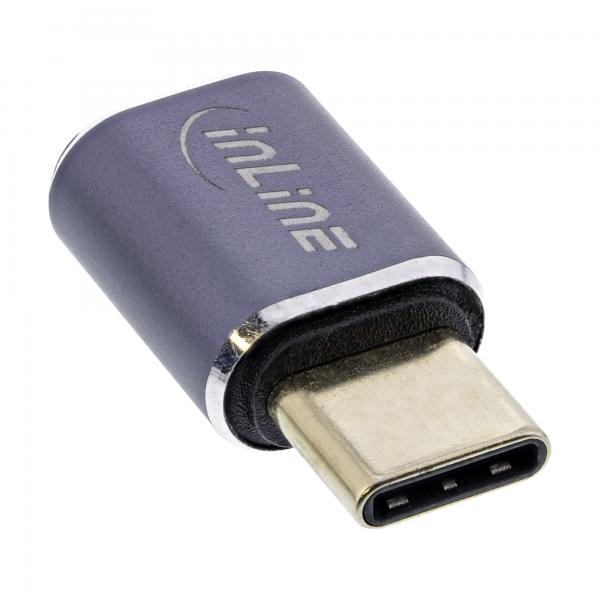 InLine Adattatore USB4, USB Tipo-C maschio/femmina, alluminio, grigio
