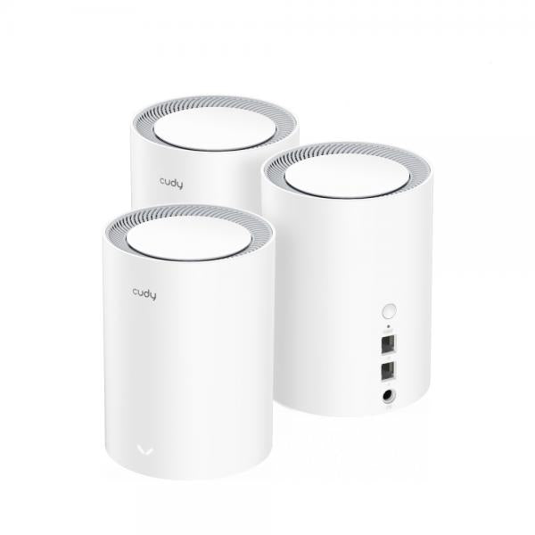 Cudy M1800 3-pack Dual-band [2.4 GHz/5 GHz] Wi-Fi 6 [802.11ax] Bianco 1 Interno (*CUDY M1800[3-Pack] Syst em WiFi Mssh)