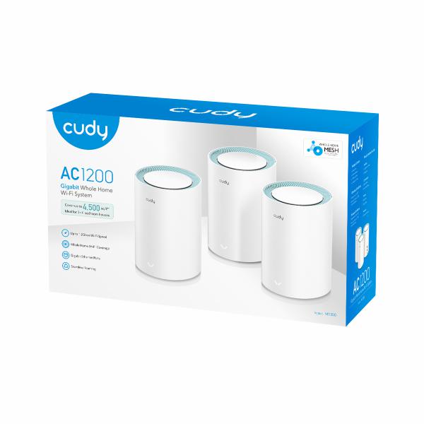 Cudy M1300 3-PACK sistema Wi-Fi Mesh Dual-band [2.4 GHz/5 GHz] Wi-Fi 5 [802.11ac] Bianco 1 Interno (*CUDY M1300[3-Pack] Syst em WiFi Mesh)