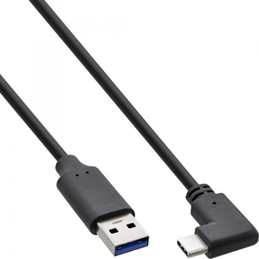 InLine Cavo USB 3.2, spina USB Tipo-C angolata a spina A, nero, 1m