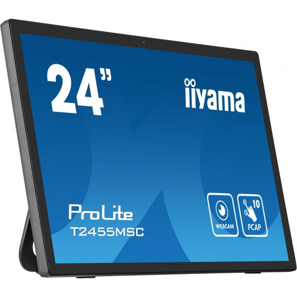 iiyama T2455MSC-B1 visualizzatore di messaggi Pannello piatto per segnaletica digitale 61 cm [24] LED 400 cd/m Full HD Nero Touch screen (Iiyama ProLite T2455MSC-B1 24' Edge-to-Edge PCAP Touchscree