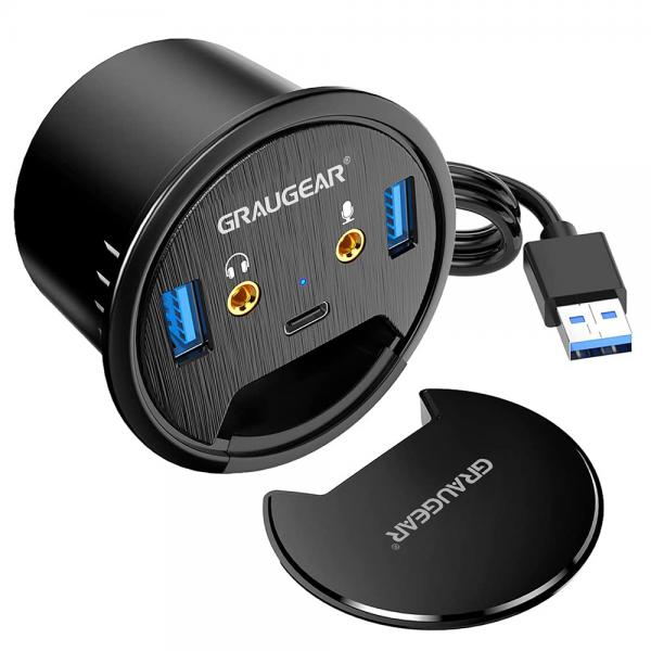 GRAUGEAR G-THUB-AU-60 hub di interfaccia USB 3.2 Gen 1 (3.1 Gen 1) Type-A Nero