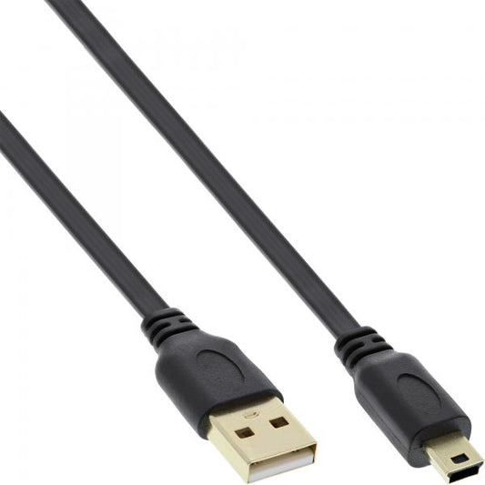 InLine Cavo USB 2.0 Mini, A M / Mini B M (5pol.), 0,5m, Piatto, dorato, nero