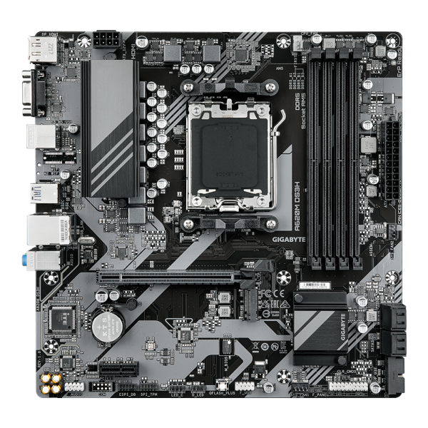 GIGABYTE A620M DS3H Scheda madre - Supporta CPU AMD Ryzen 8000, VRM digitale 5+2+2 fasi, fino a 7600MHz DDR5 [OC], 1xPCIe 4.0 M.2, GbE LAN, USB 3.2 Gen 1 (MB AMD AM5 A620M DS3H D5 MATX)