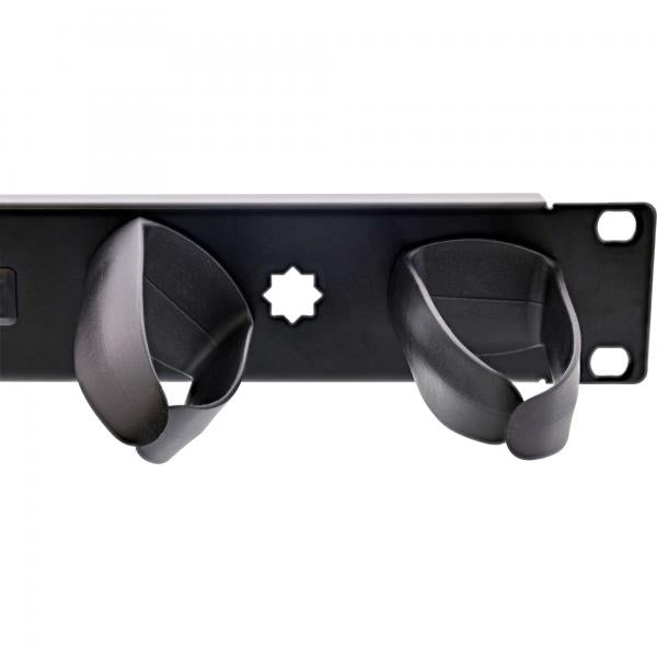 InLine 19" pannello di gestione dei cavi, 9 staffe in plastica rimovibili nero