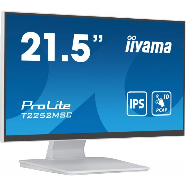 iiyama ProLite T2252MSC-W2 Monitor PC 54,6 cm [21.5] 1920 x 1080 Pixel Full HD LCD Touch screen Tavolo Bianco (iiyama ProLite T2252MSC-W2 - LED monitor - 21.5 - touchscreen - 1920 x 1080 Full HD [108