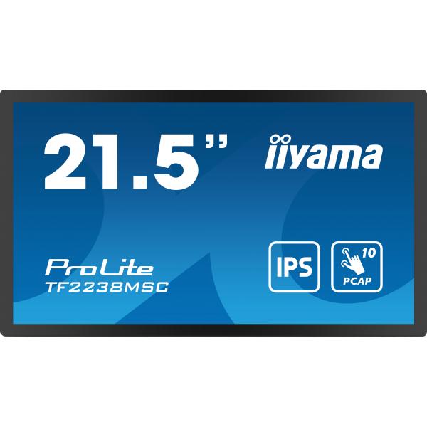 iiyama TF2238MSC-B1 visualizzatore di messaggi Pannello A digitale 53,3 cm [21] LED 600 cd/m Full HD Nero Touch screen (iiyama ProLite TF2238MSC-B1 22' IP65 Open Frame Touch Screen)