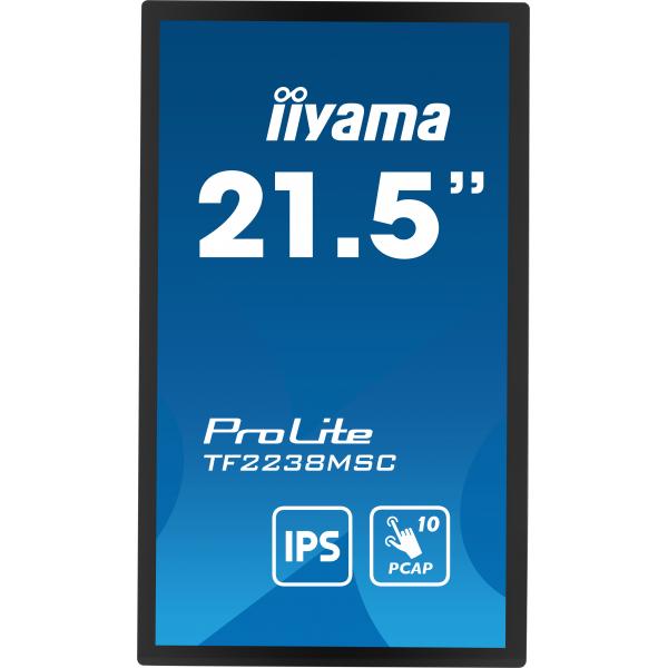 iiyama TF2238MSC-B1 visualizzatore di messaggi Pannello A digitale 53,3 cm [21] LED 600 cd/m Full HD Nero Touch screen (iiyama ProLite TF2238MSC-B1 22' IP65 Open Frame Touch Screen)