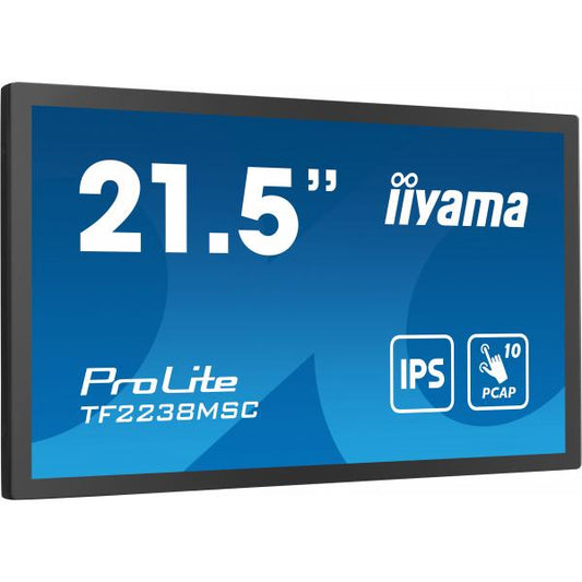 iiyama TF2238MSC-B1 visualizzatore di messaggi Pannello A digitale 53,3 cm [21] LED 600 cd/m Full HD Nero Touch screen (21.5 PROLITE TF2238MSC-B1 - 21.5 Black Touchscreen Monitor Full HD DisplayPor