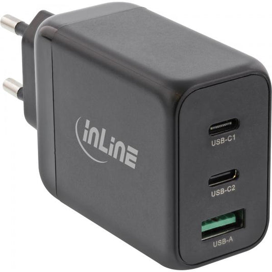 InLine Alimentatore USB PD, caricatore GaN, 3 porte, doppia porta USB-C + USB-A