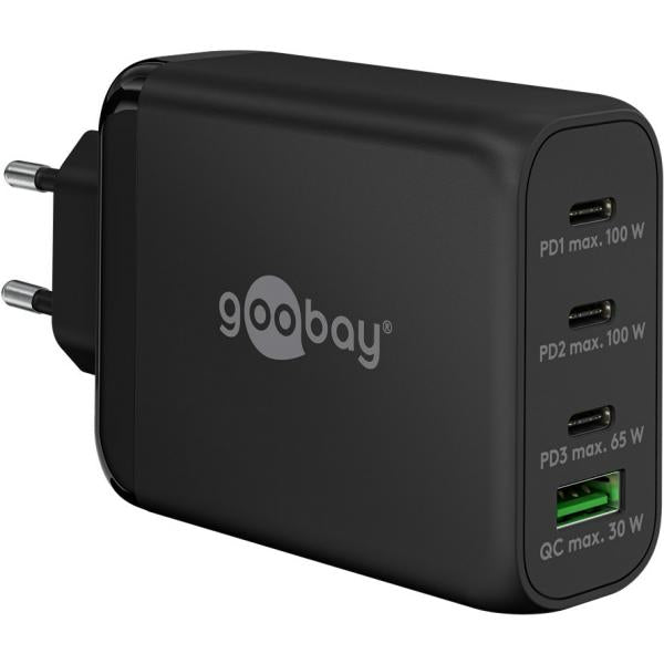 Goobay 65555 Caricabatterie per dispositivi mobili Computer portatile, Smartphone Nero AC Ricarica rapida Interno