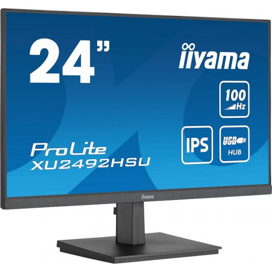 iiyama ProLite XU2492HSU-B6 Monitor PC 60,5 cm [23.8] 1920 x 1080 Pixel Full HD LED Nero (iiyama Prolite XU2492HSU-B6 24 inch IPS Monitor, Full HD, 0.4ms, USB Hub, HDMI, DisplayPort, 100Hz, Speakers,