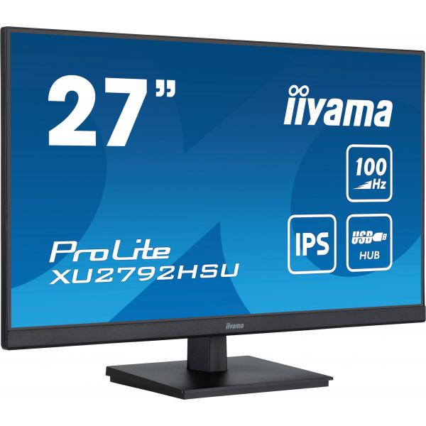 iiyama ProLite XU2792HSU-B6 Monitor PC 68,6 cm [27] 1920 x 1080 Pixel Full HD LED Nero (iiyama ProLite XU2792HSU-B6 27' IPS technology panel with USB hub and 100Hz refresh rate)