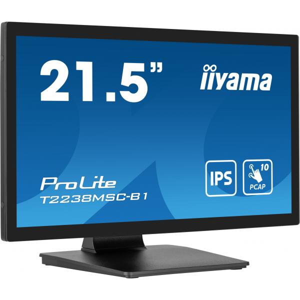 iiyama ProLite T2238MSC-B1 Monitor PC 54,6 cm [21.5] 1920 x 1080 Pixel Full HD LED Touch screen Nero (21.5 T2238MSC-B1 Touch Monitor - 21.5 Black LED Touchscreen Monitor Full HD DisplayPort USB and H