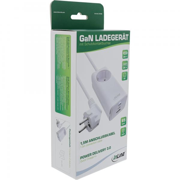 InLine Alimentatore USB, caricatore GaN, 2x USB-C, 1x USB-A, PD 3.0